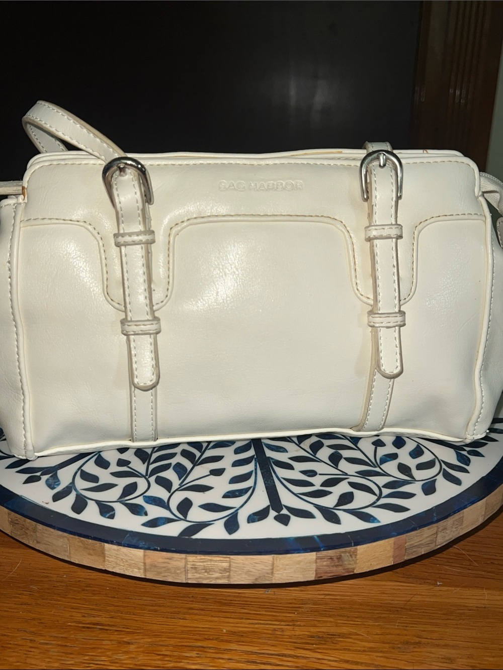 Sag Harbor Cream Crossbody Shoulder Bag with Buckle Straps